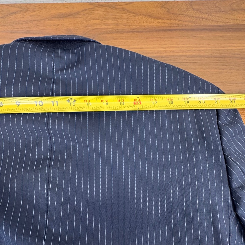 Nautica Men's Pinstripe Navy Blue 100% Wool Blazer Suit Jacket 50L Made in India - Picture 13 of 15